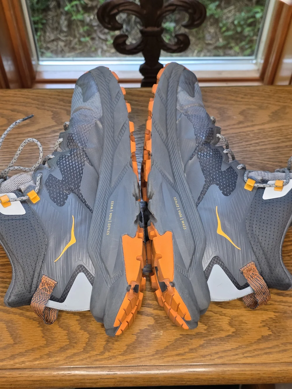 Hoka Men's Gray and Orange Trail Boots Sz 10